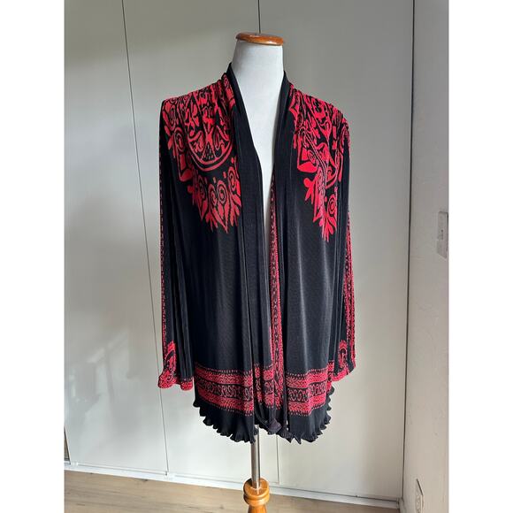 Virginie Paris Floral Micropleated Jacket Black Made in France Statement SZ L - Picture 2 of 10